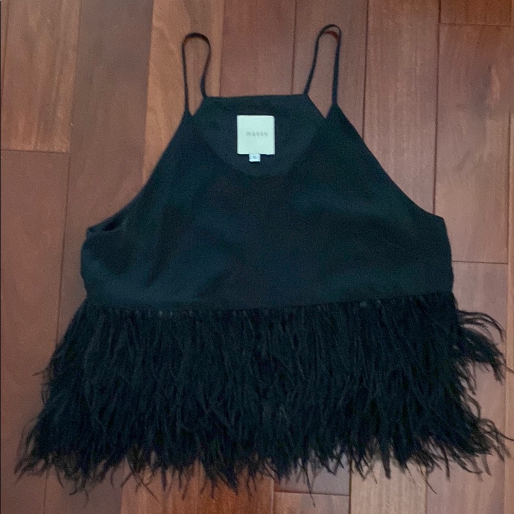 Mason Black Feathered Tank Top